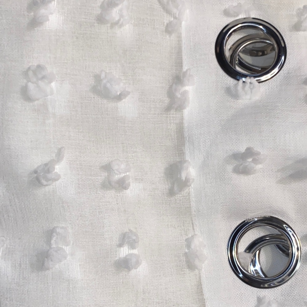 White Textured Curtain Panel with Silver Grommets